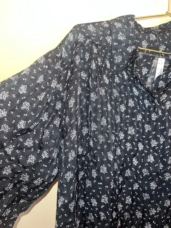 Madewell NWT Floral Button Up Blouse Black Long Sleeve Top Medium‎ - Image 7