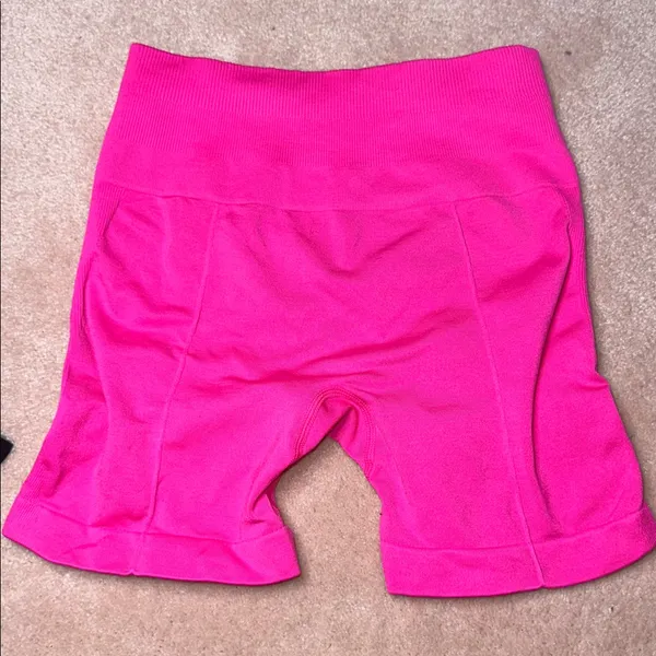 FRESOUGHT Workout GymButr Scrunch Tummy Control High Waisted Shorts Pink - Image 7