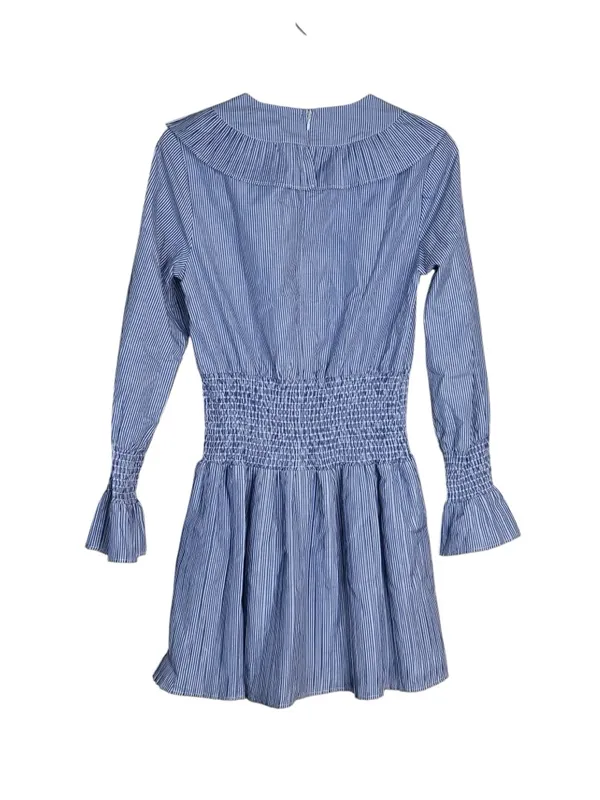 English Factory Women's M Striped Long Sleeve Smocked Waist Lined Mini Dress - Image 2