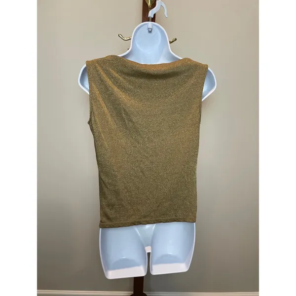 Lauren Ralph Lauren Gold Sleeveless Top Size M Classic Style - Image 3