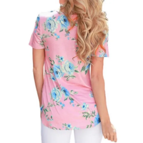 Baby Pink Crisscross Floral Tee - Image 2