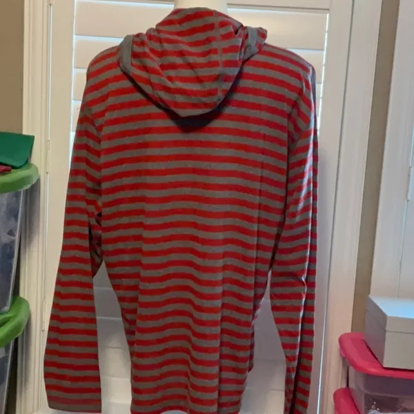 American Rag Red and Gray Striped Hoodie - Image 3