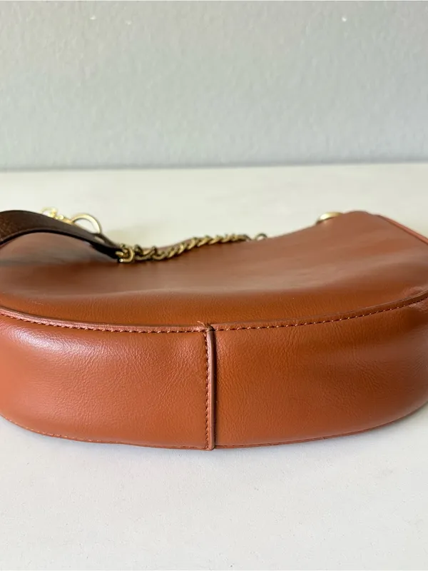 Anthropologie Brown Hobo Bag Triple 7 Modern Moon Shoulder Crossbody Bag Tote - Image 4