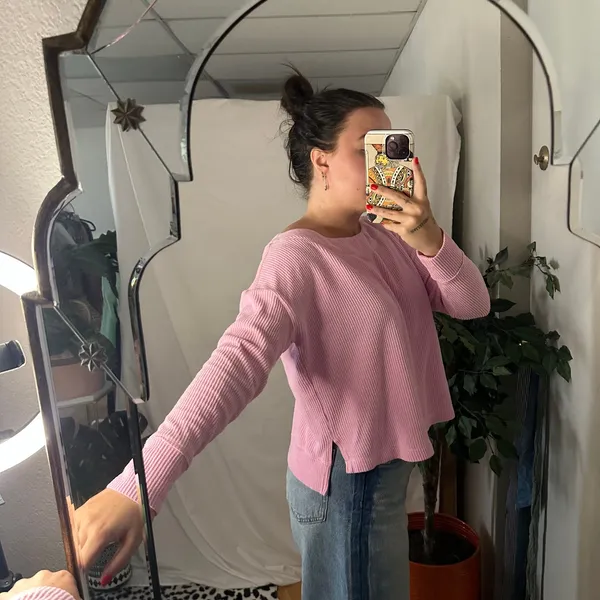 Daily Practice by Anthropologie Big Sky Boatneck Pullover Pink Size Small - Image 5