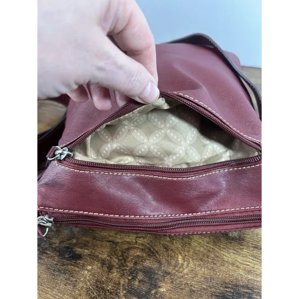 Franco Sarto Burgundy Shoulder Bag Faux Leather Zip Purse Adjustable Strap - Image 14