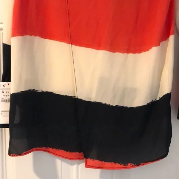 Zara Black, Ivory and Orange Button Down Blouse - Image 8