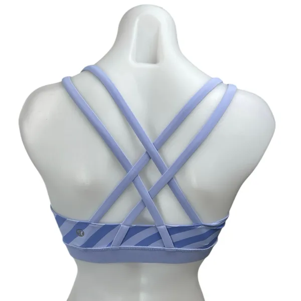 Lululemon Energy Blue Striped Sleeveless Athletic Yoga Gym Sports Bra Tank Top 2 - Image 3
