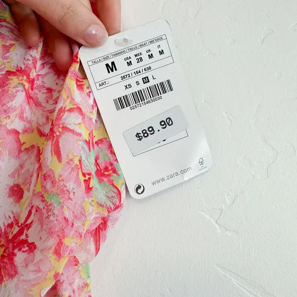 Zara | NWT‎ Floral Chiffon Strapless Tube Maxi Dress in Pink | Medium - Image 5