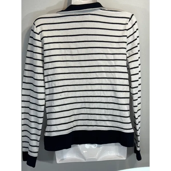 LAUREN RALPH LAUREN Women Striped Button Neck Polo Shirt SMALL Preppy‎ Nautical - Image 4