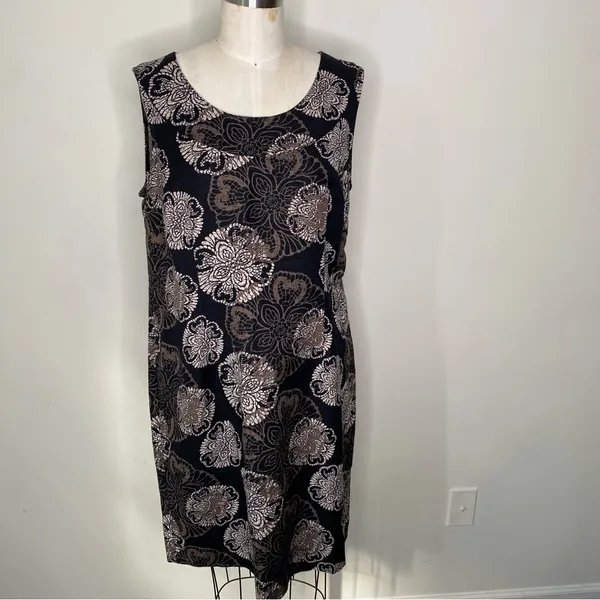 212 Collection Linen Cotton Floral Shift Dress Sz 14 - Image 3