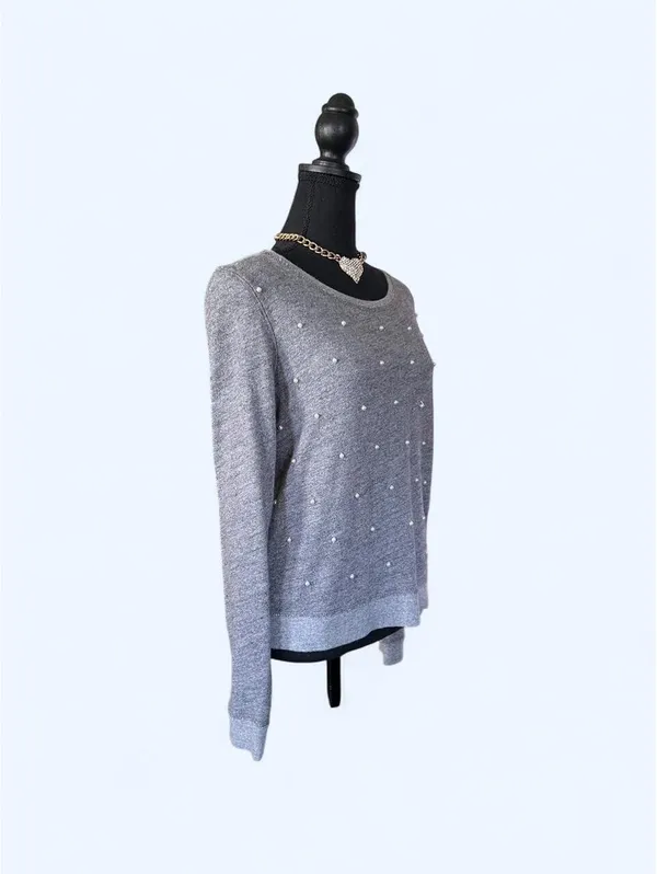 Vintage Y2K Abercrombie & Fitch Pearl Embellished Gray Sweatshirt size small - Image 4