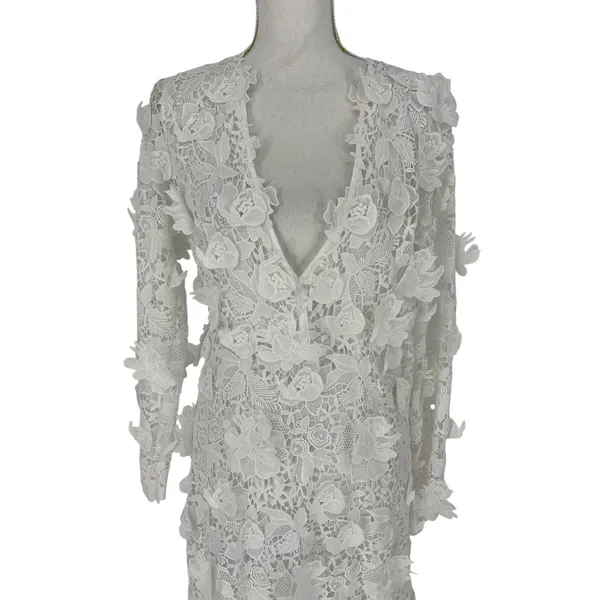 LoveShackFancy Sylvester Bridal‎ Lace Gown White Size 4 NWT - Image 13