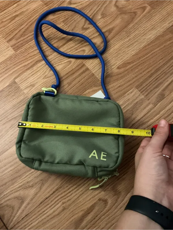 American Eagle Outfitters Olive Green Crossbody with Blue Strap - Image 4