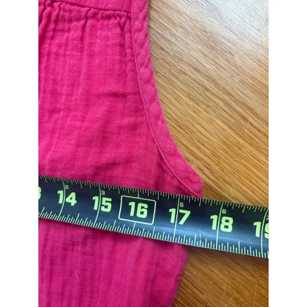Quince Organic Cotton Gauze Tiered Maxi Dress Hot Pink V-Neck Sleeveless M - Image 5
