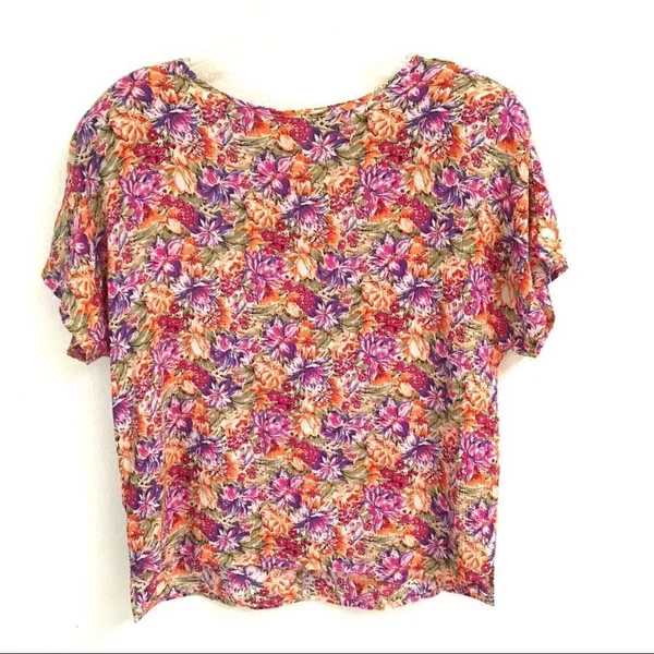 Vintage tangerine floral crewneck blouse M‎ - Image 2