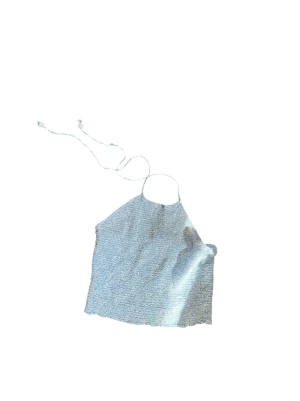 Women's J.Crew Liberty Fabric Halter Crop Top Blue White Size S - Image 2