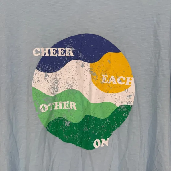 Aerie Graphic T Shirt Cheer Each Other On Blue Short Sleeve Casual Top S - Image 3