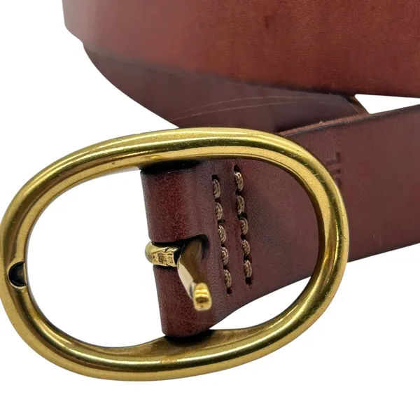 Fossil Belt Womens L Brown Leather Braided Detail Gold Buckle‎ Dress Work Casual - Image 3