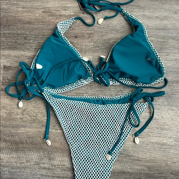 ZAFUL Multiway Triangle Bikini Set – Fishnet Side-Tie Bandeau Halter (XL) ♦️ - Image 8