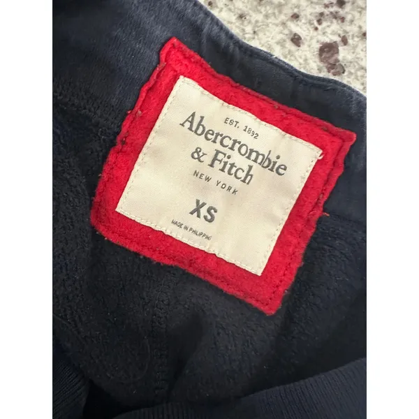 Abercrombie & Fitch Y2K Navy Blue Red Spellout Wide Leg Sweatpants XS - Image 3