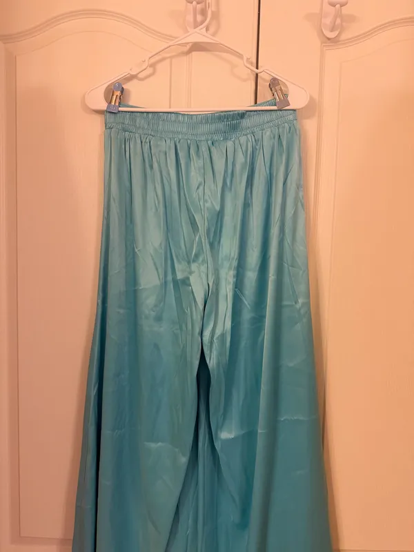 Light turquoise blue wide leg palazzo pants - Image 2
