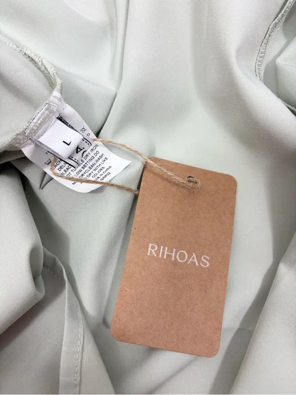 RIHOAS Sage Green Square Neck Pocket Slip Bustier Midi Dress Size L - Image 9