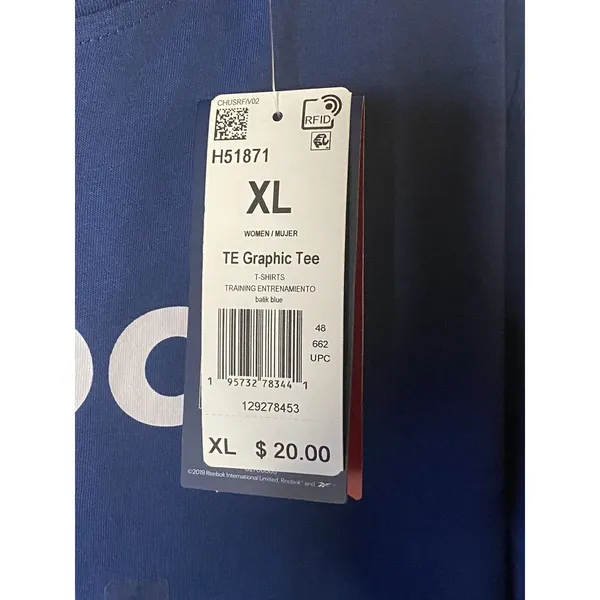 Reebok TE Graphic Tee Training‎ T-Shirt XL Extra Large Women's Blue - Image 2