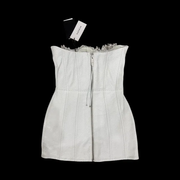 Retrofête Amberly Leather Strapless Mini Dress Optic White Size M‎ - Image 8