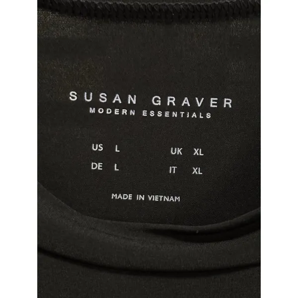Susan Graver Black Long‎ Sleeve Flowy Blouse Size Large Relaxed Lightweight - Image 2