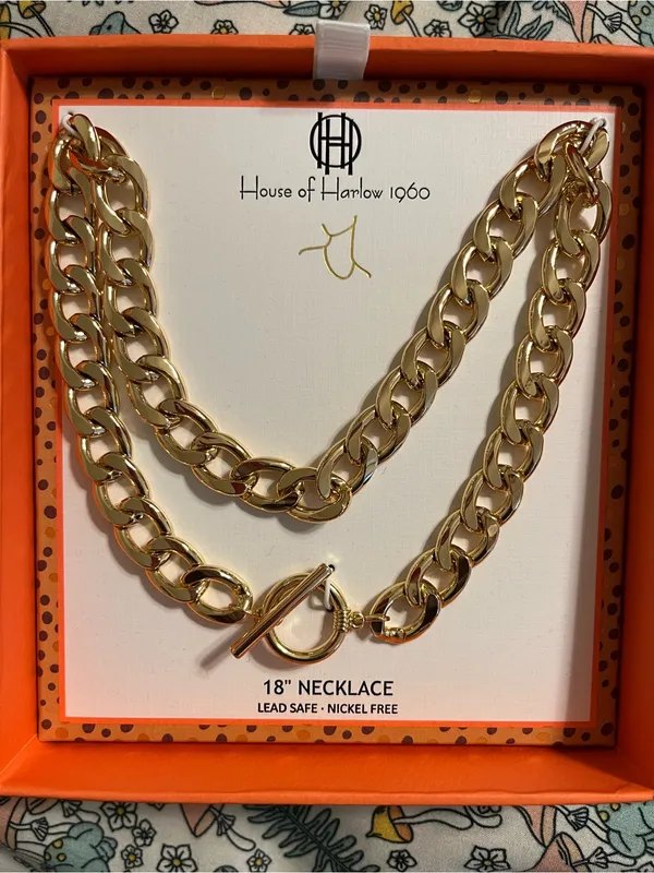 House of Harlow 1960 Gold Double-Row Chunky Chain Necklace - Image 7