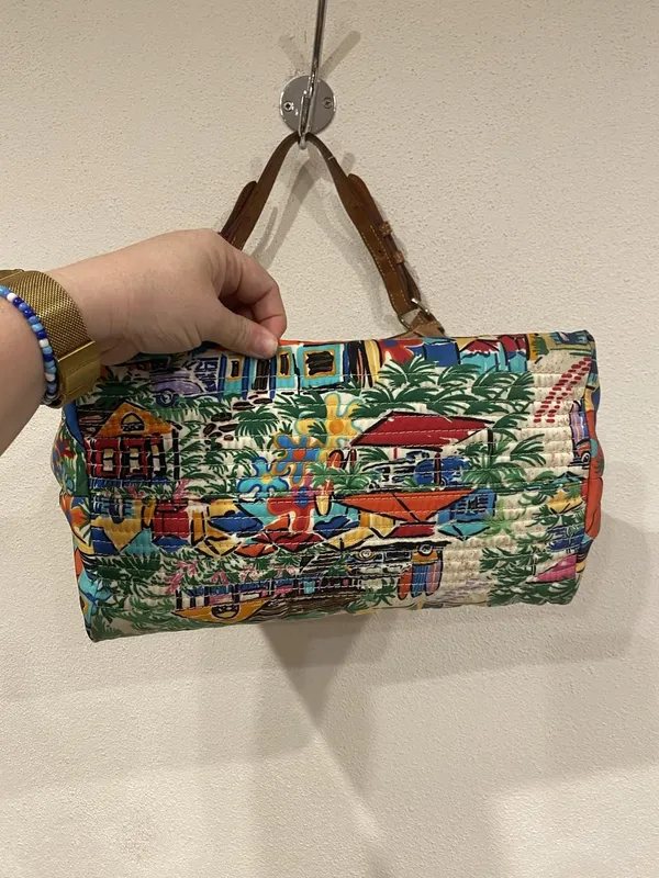 Dooney & Bourke Hobo Bag Womens Medium Multicolor Tropical Canvas Leather Purse - Image 3