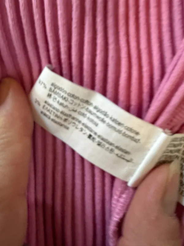 ZARA Pink Stretch Ribbed Crop Top Cap Sleeve V Neck Size Small - Image 6