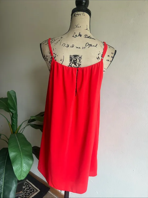 Alice + Olivia Red Orange Mini Slip Dress Size Medium - Image 6