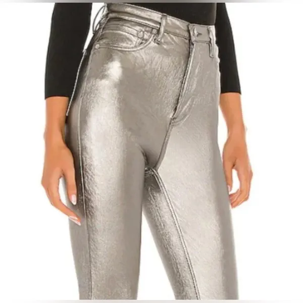 Free People We the Free Phoenix Coated High-Rise Skinny‎ Jeans in Silver Size 27 - Image 7