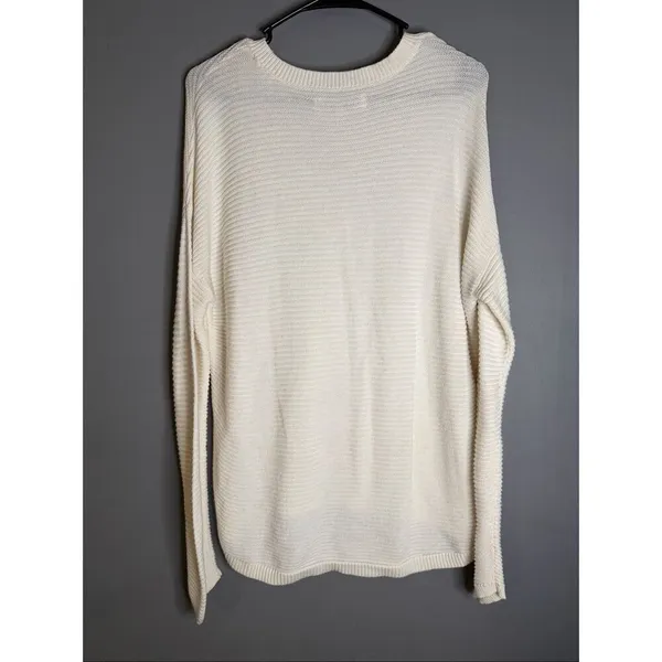 Ann Taylor Loft Women's Ivory Vertical Rib Sweater Long Sleeve M NWOT - Image 5