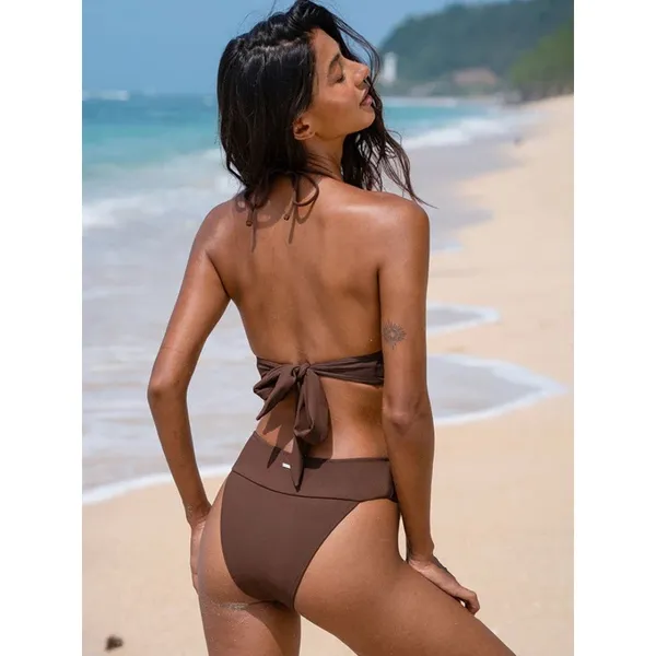 Berlook Dark Coffee‎ Back Tie Bikini NWT size xs Brown - Image 3