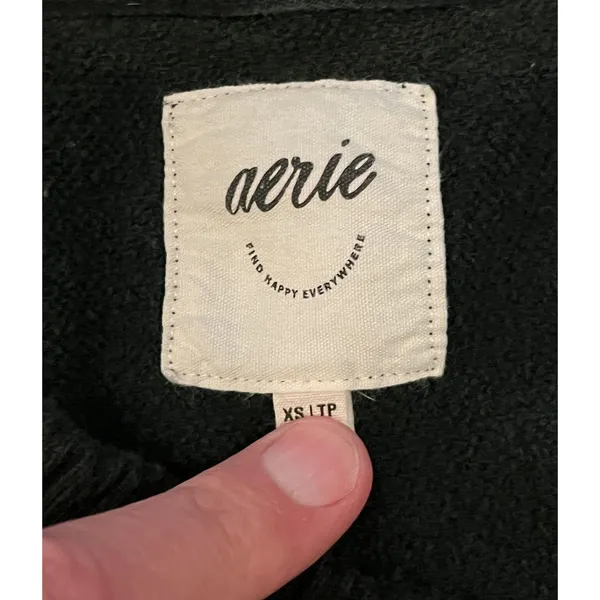 Aerie Sweatshirt Womens XS Black V Neck Oversized Terry Pullover Lounge - Image 8