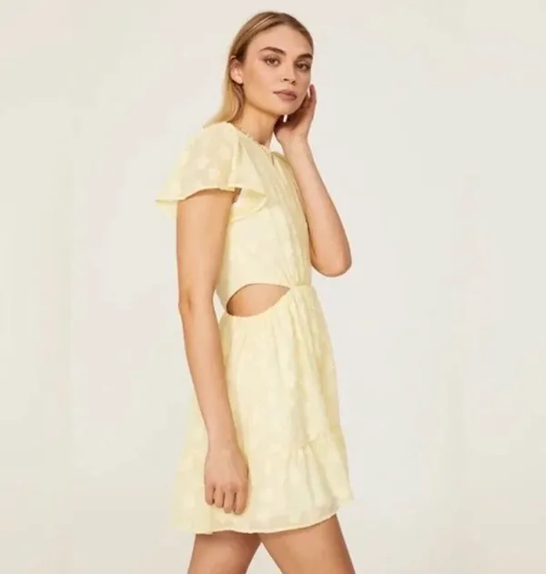 Show Me Your Mumu Merritt Dress Women’s Cut-Out Yellow Floral Medium - Image 2