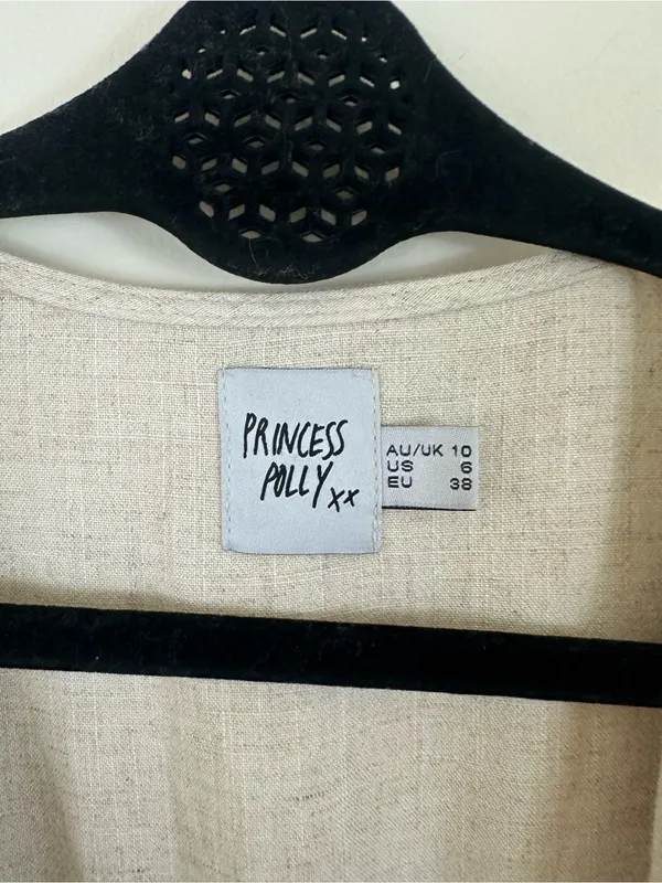 Princess Polly Ragnar Neutral Tie-Front Romper in Light Beige Size 6 - Image 4