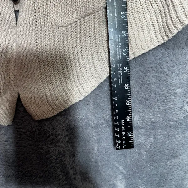 SHEIN Cardigan Womens‎ L Beige Toggle Button Oversized Chunky Knit Split Back - Image 3