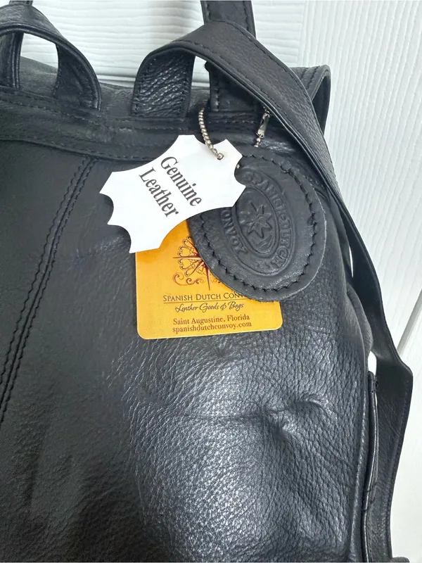 NWT Vintage Beau Swan Spain Black Leather Backpack Purse - Image 6