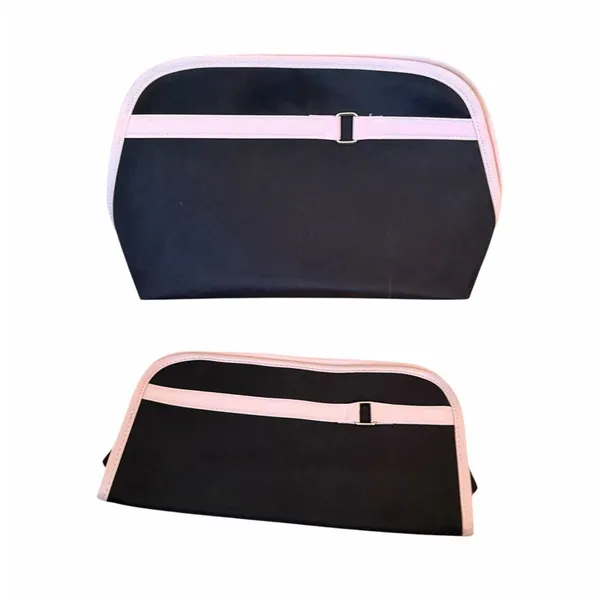 Lancome 2 Piece Makeup and Toiletry Zipper Travel Bags Case Pink Black New - Image 7
