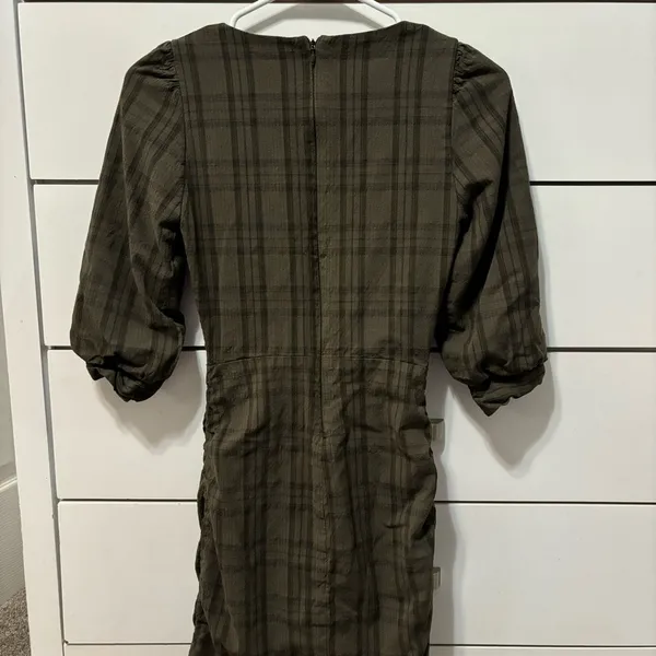 Zara Plaid Ruched Mini Dress - Image 3