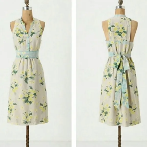 Anthropologie Maeve Dutch Yellow Floral Print Sleeveless Shift Dress‎ Size 0 - Image 2