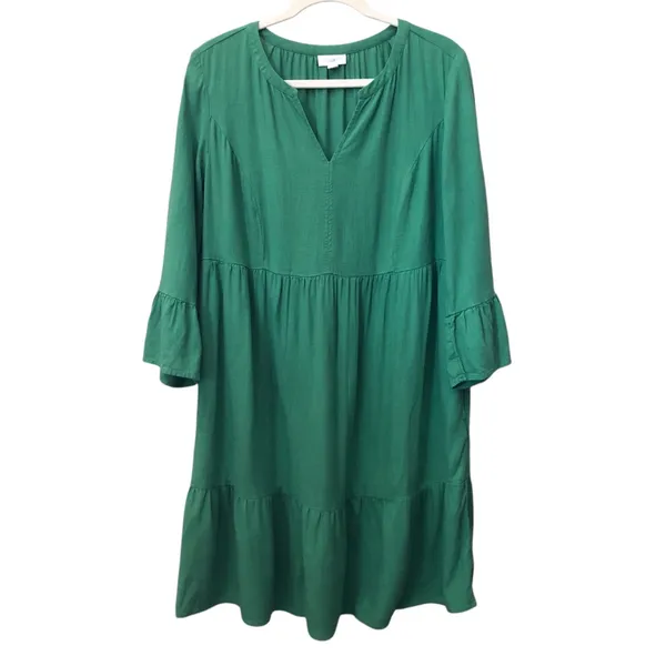 J. Jill Jardin Fern Green Linen Mixed Quarter Women Dress Size Médium NWOT - Image 6