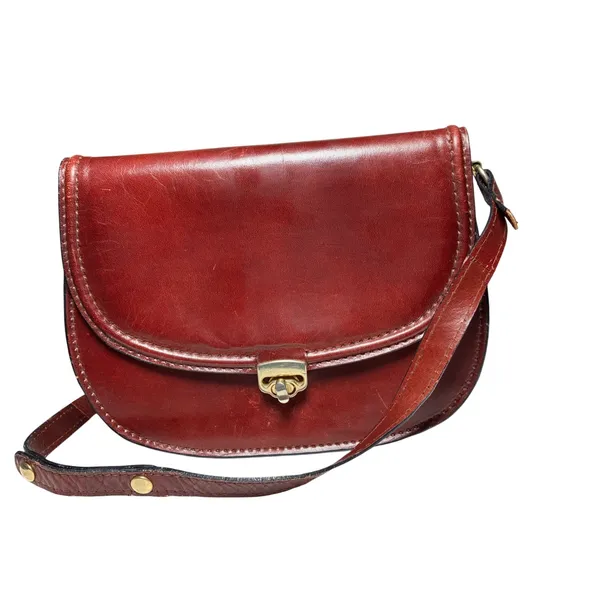 Maca Oxblood Leather Saddle Bag Crossbody Turn Lock Made in Italy Vintage - Image 14