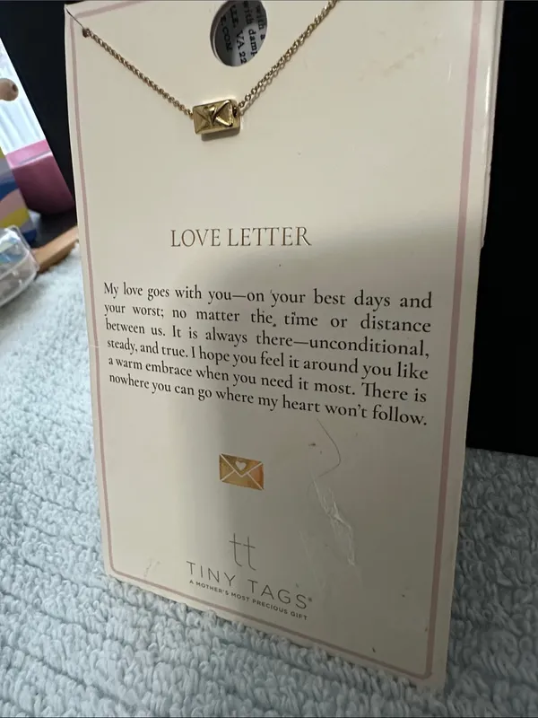 Gold Love Letter Envelope Necklace - Women Jewelry NWT by Tiny Tags - Image 2