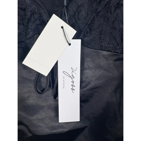 Vigoss Cami Top Womens Large Black New Lace Satin‎ Tie Front - Image 5