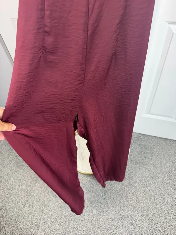 Altar’d State Burgundy Puff Sleeve Wide Leg Jumpsuit Sz S NWOT Fall Boho - Image 6