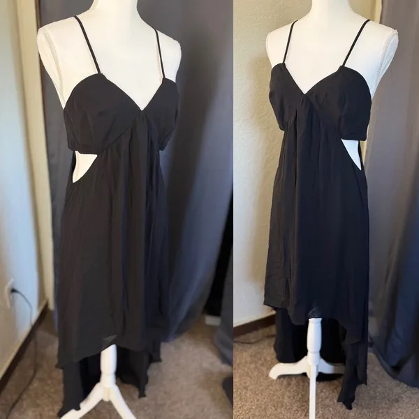 Express Black High-Low Maxi Dress‎ Side Cut-Out Open Back Size 10 - Image 3
